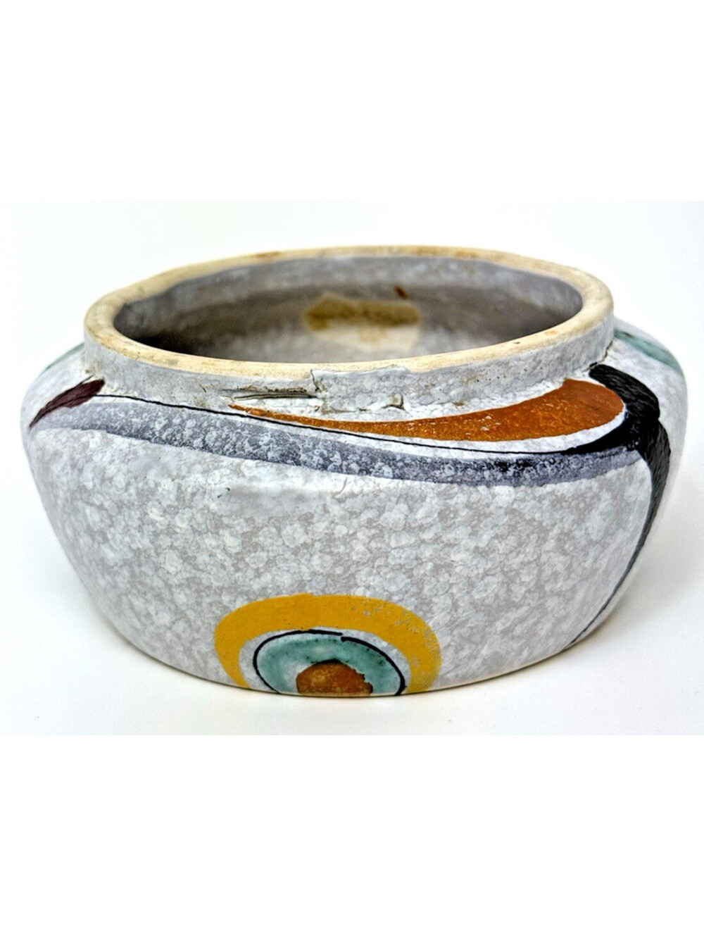 Vtg Gouda Holland Pottery Bowl Small MCM Rumba Flora Marked DK Holland